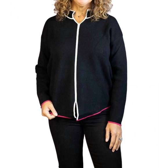 NEW ZAKET & PLOVER ava trim detail sweater in black - Picture 1 of 3